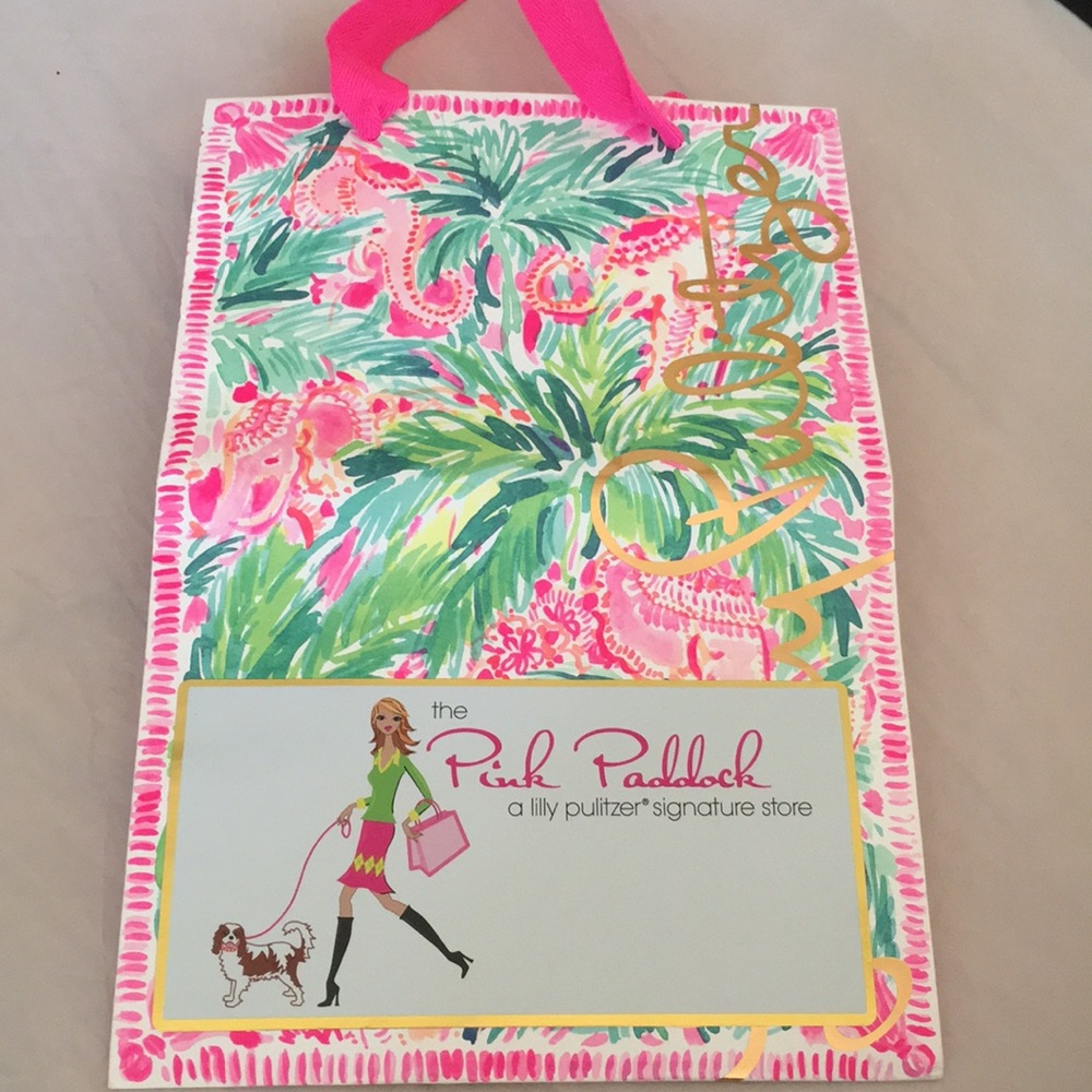 Lily Pulitzer Paper Tote Bag New Pink Gift Gold